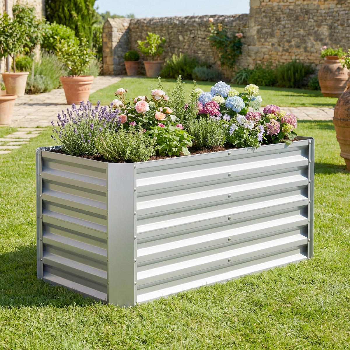 HOCHBEET - Silberfarben, Modern, Metall (120/57/60cm)