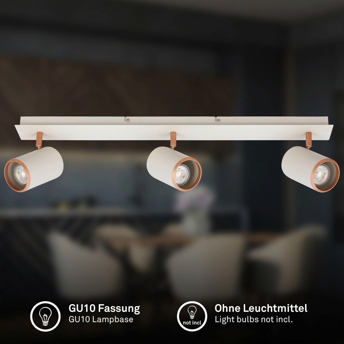 DECKENSTRAHLER  79 cm  - Greige/Cappuccino, KONVENTIONELL, Metall (79cm) - Briloner