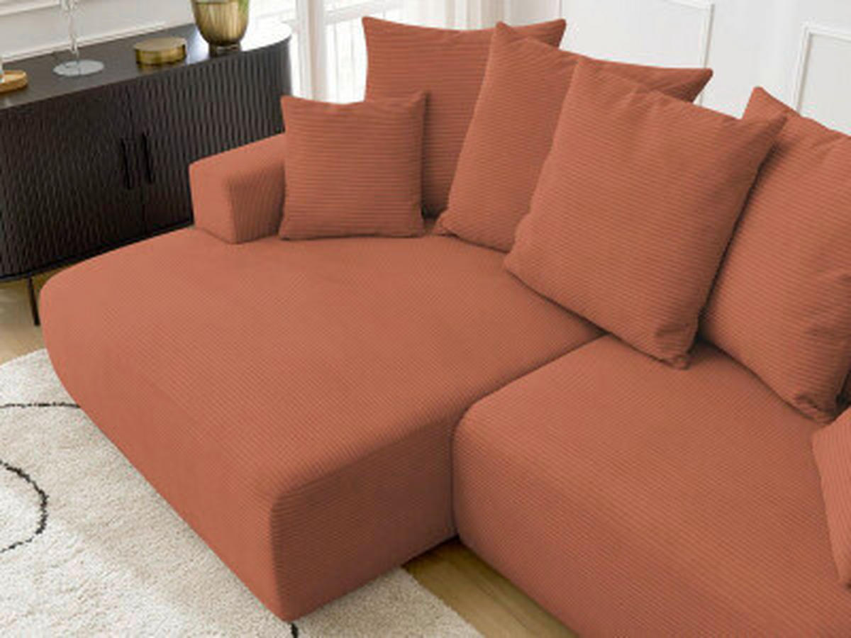 ECKSOFA Ottomane links  ATILLA Orange Cord  - Schwarz/Orange, MODERN, Kunststoff/Textil (149/244cm)