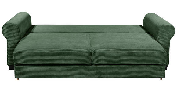 SCHLAFSOFA Cord Dunkelgrün  - Dunkelgrün/Schwarz, KONVENTIONELL, Kunststoff/Textil (247/95/125cm) - Hom`in