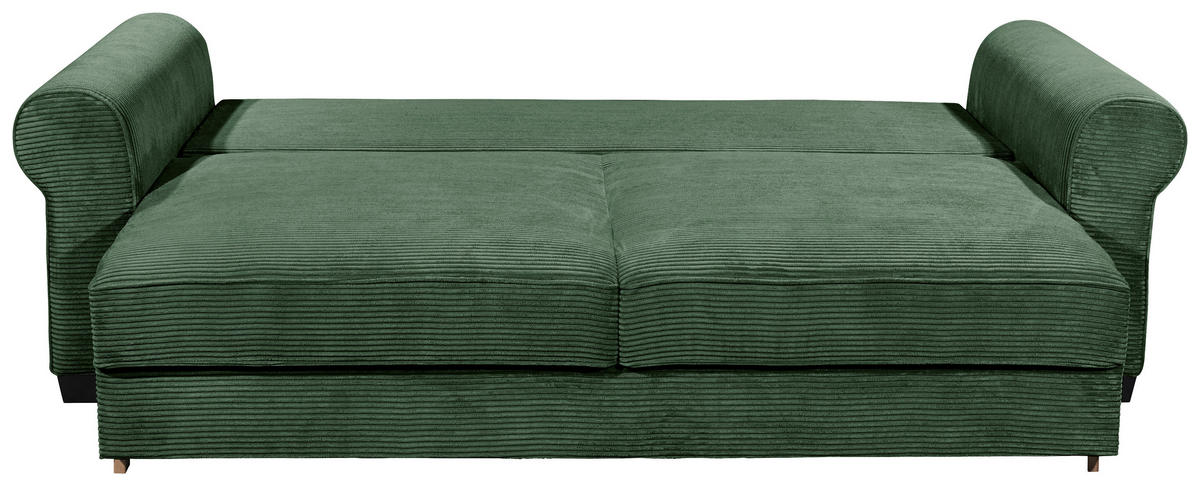 SCHLAFSOFA Cord Dunkelgrün  - Dunkelgrün/Schwarz, KONVENTIONELL, Kunststoff/Textil (247/95/125cm) - Hom`in