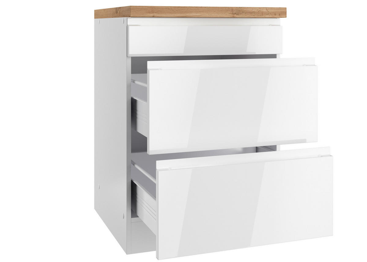 KOCHFELDUMBAUSCHRANK 60/86/60 cm  in Weiß, Eiche Wotan, Weiß Hochglanz  - Weiß Hochglanz/Eiche Wotan, LIFESTYLE, Holzwerkstoff (60/86/60cm) - Held