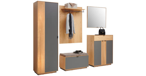 GARDEROBE 6-teilig  in 250/200/42 cm  - Eichefarben/Grau, Natur, Holz/Holzwerkstoff (250/200/42cm) - Linea Natura