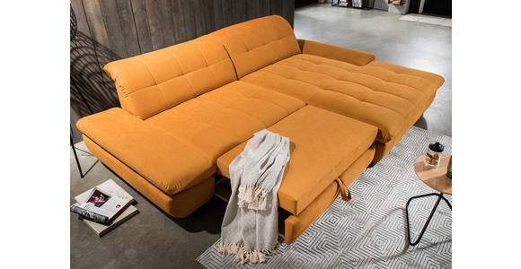 ECKSOFA in Mikrofaser Currygelb  - Currygelb/Schwarz, Design, Textil/Metall (198/290cm) - Xora