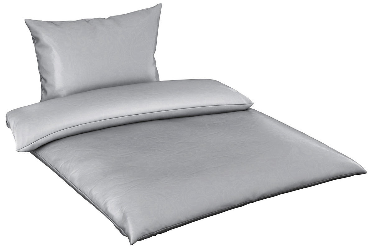 POSTEĽNÁ BIELIZEŇ, satén, strieborná, 140/200 cm - strieborná, textil (140/200cm) - Dieter Knoll