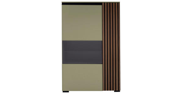 HIGHBOARD Nussbaumfarben, Schilfgrün 87/136/45 cm - Schilfgrün/Anthrazit, Design, Glas/Holz (87/136/45cm) - Moderano