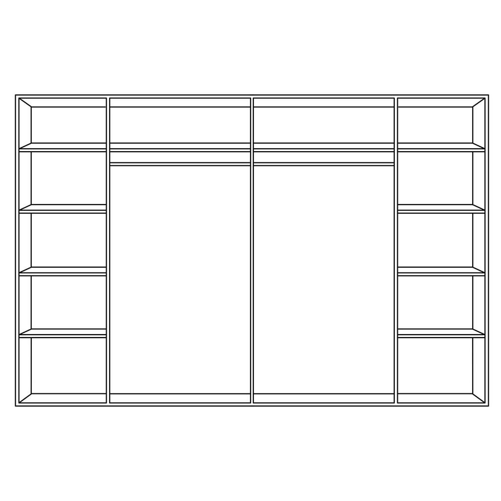 Thumbnail - Linea Natura Schwebetürenschrank, Eiche, Holz, Glas, Holzwerkstoff, Asteiche, furniert, massiv, 10 Fächer, 246x215x74 cm...