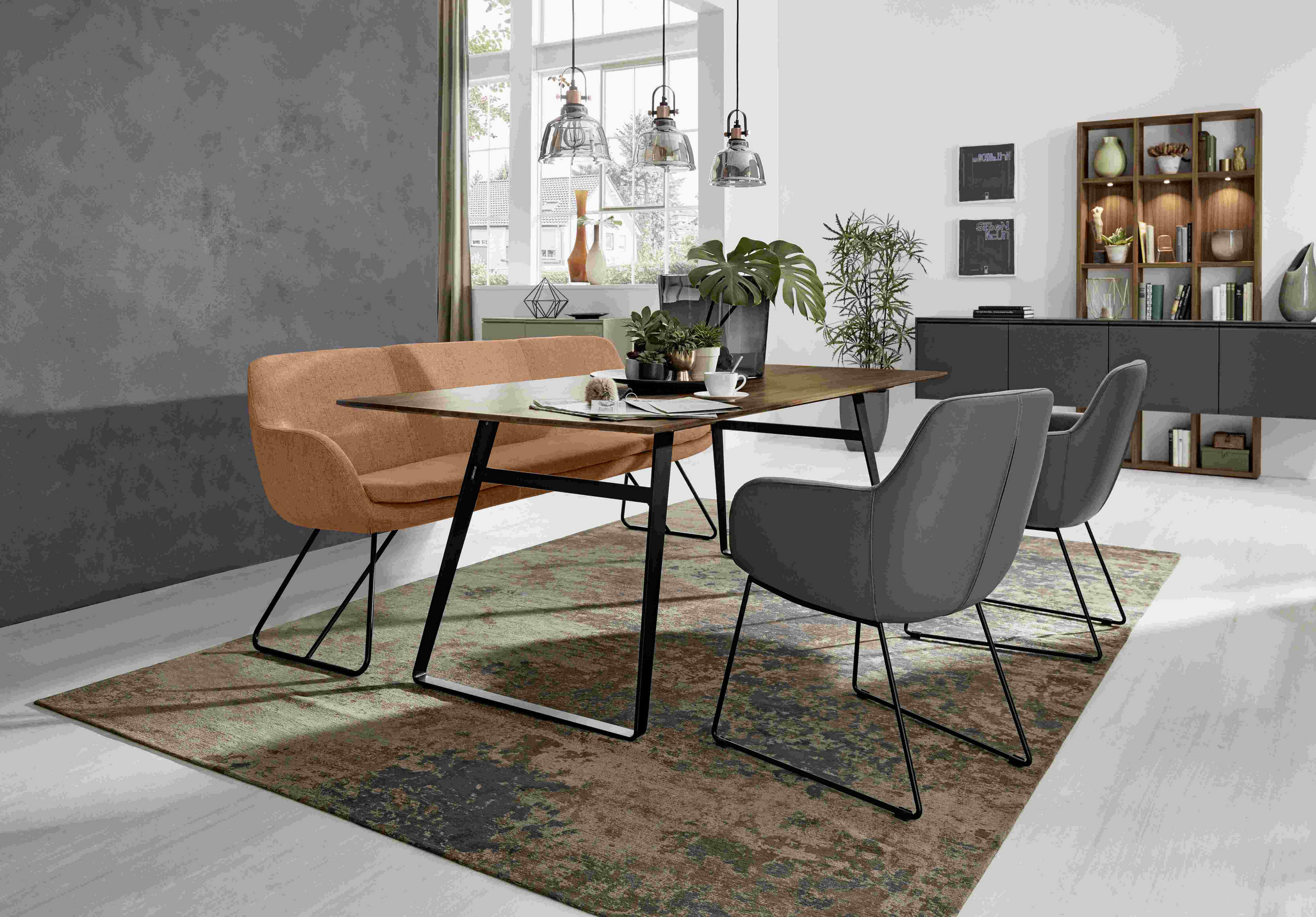 SITZBANK 180/87/65 cm Webstoff Terracotta Metall  - Terracotta/Schwarz, Design, Textil/Metall (180/87/65cm) - Musterring