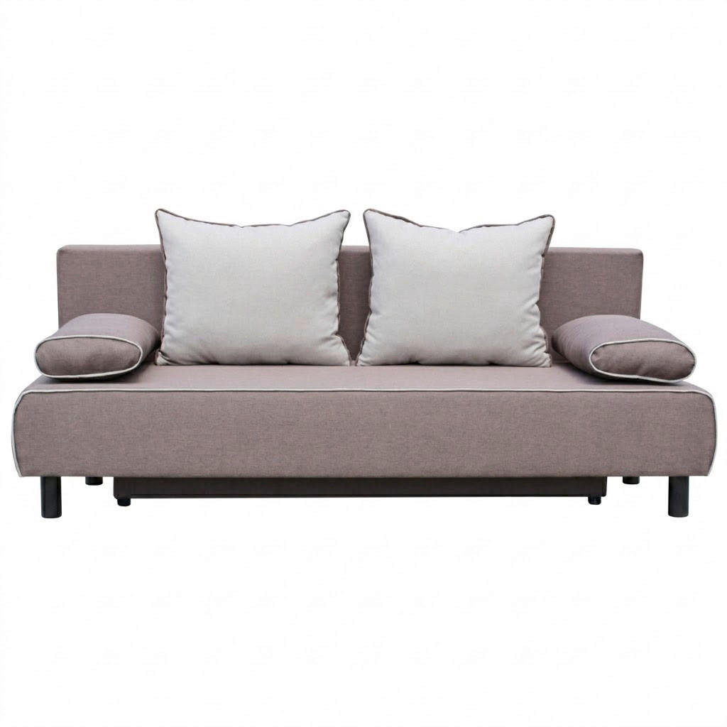 SCHLAFSOFA Chenille Braun, Beige  - Beige/Schwarz, Design, Kunststoff/Textil (206/82/85cm) - P & B