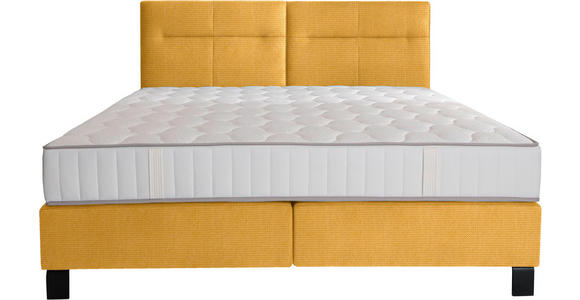 BOXSPRINGBETT 180/220 cm  in Dunkelgelb  - Dunkelgelb/Schwarz, KONVENTIONELL, Textil/Metall (180/220cm) - Esposa