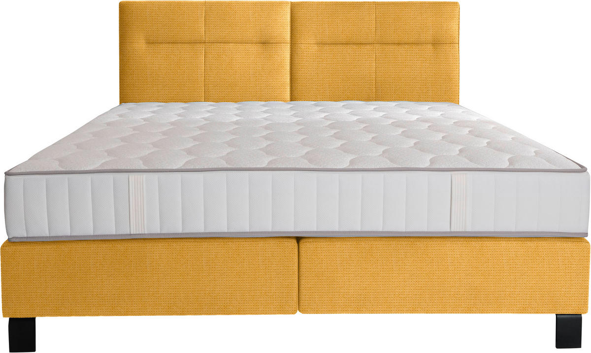 BOXSPRINGBETT 240/220 cm  in Dunkelgelb  - Dunkelgelb/Schwarz, Konventionell, Textil/Metall (240/220cm) - Esposa