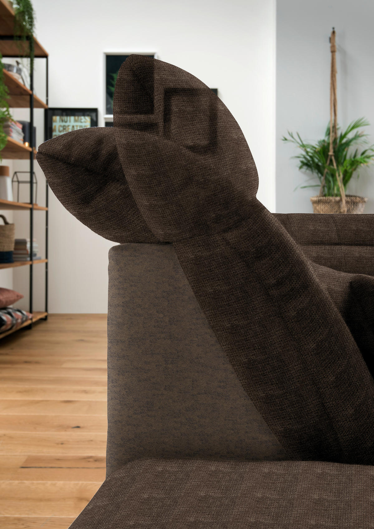 WOHNLANDSCHAFT in Mikrofaser Braun  - Chromfarben/Braun, Design, Kunststoff/Textil (204/350/211cm) - Xora