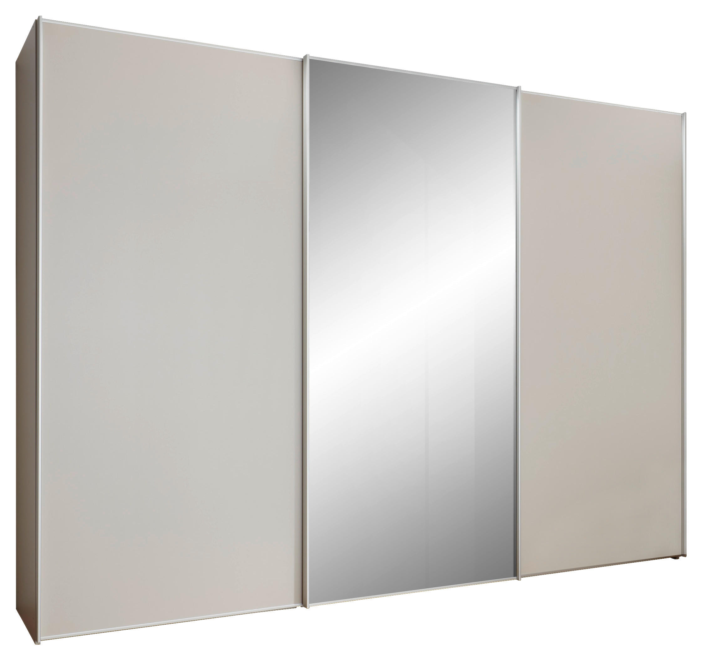 SCHWEBETÜRENSCHRANK  in Sandfarben  - Sandfarben/Alufarben, KONVENTIONELL, Glas/Holzwerkstoff (249/222/68cm) - Moderano