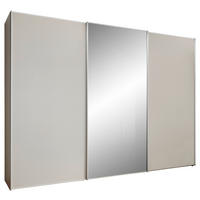 SCHWEBETÜRENSCHRANK  in Sandfarben  - Sandfarben/Alufarben, KONVENTIONELL, Glas/Holzwerkstoff (249/222/68cm) - Moderano