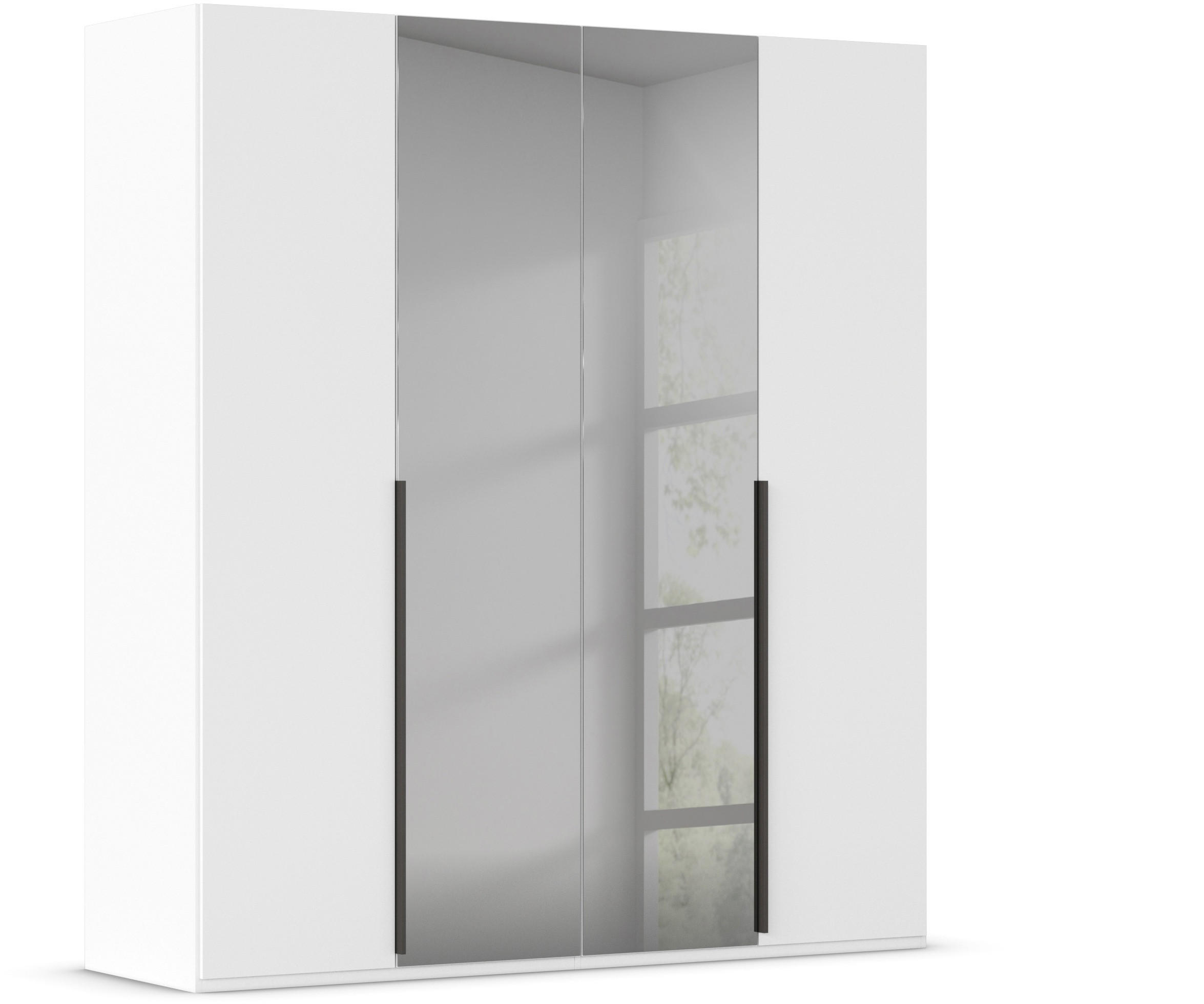 DREHTÜRENSCHRANK 201/223/61 cm 4-türig Grau, Weiß  - Graphitfarben/Weiß, Trend, Glas/Holzwerkstoff (201/223/61cm) - Novel