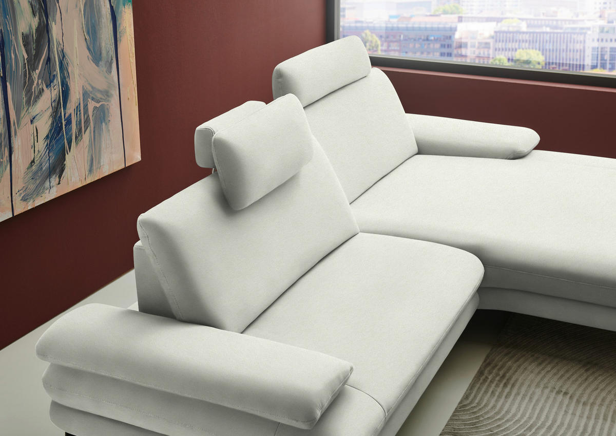 ECKSOFA Chenille, Flachgewebe Weiss  - Weiss/Schwarz, Design, Textil/Metall (284/180cm) - Dieter Knoll