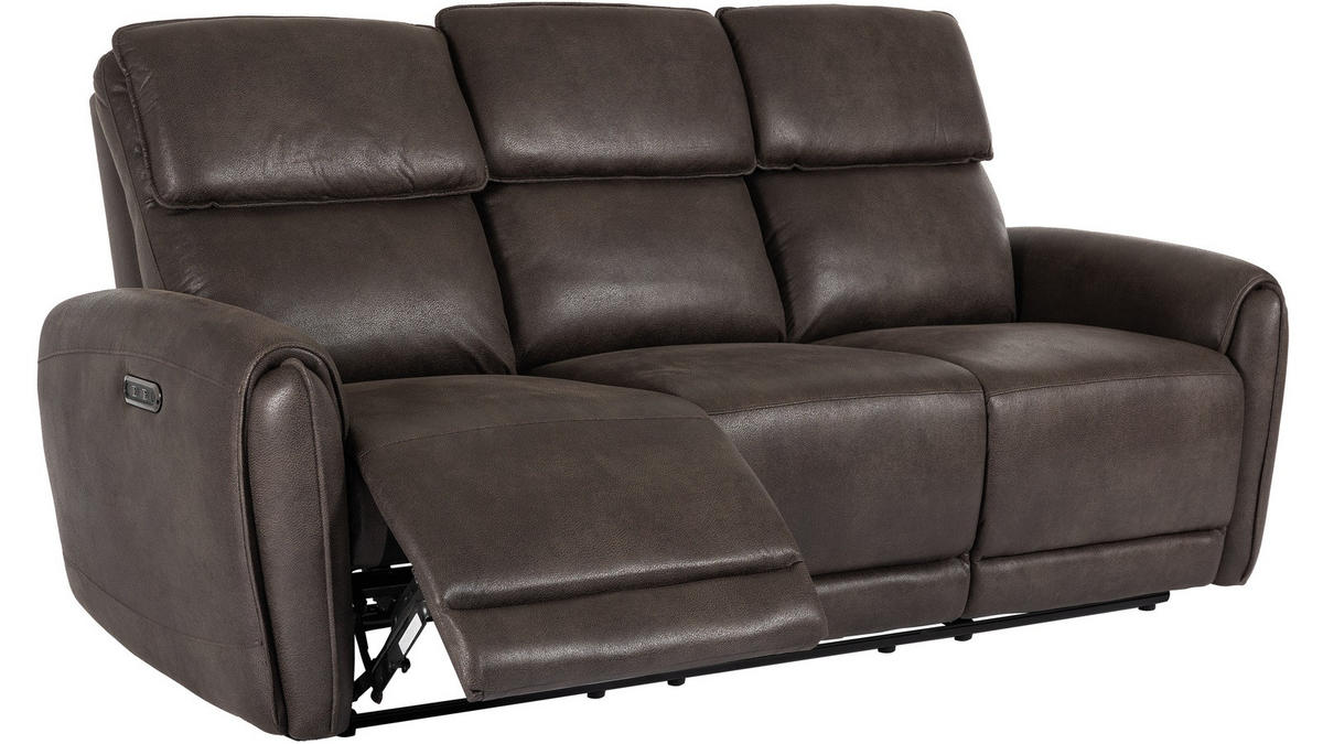 RECLINERSOFFA i läderimitation brun  - brun/ljusgrå, Klassisk, metall/trä (210/102/99cm) - Best Price