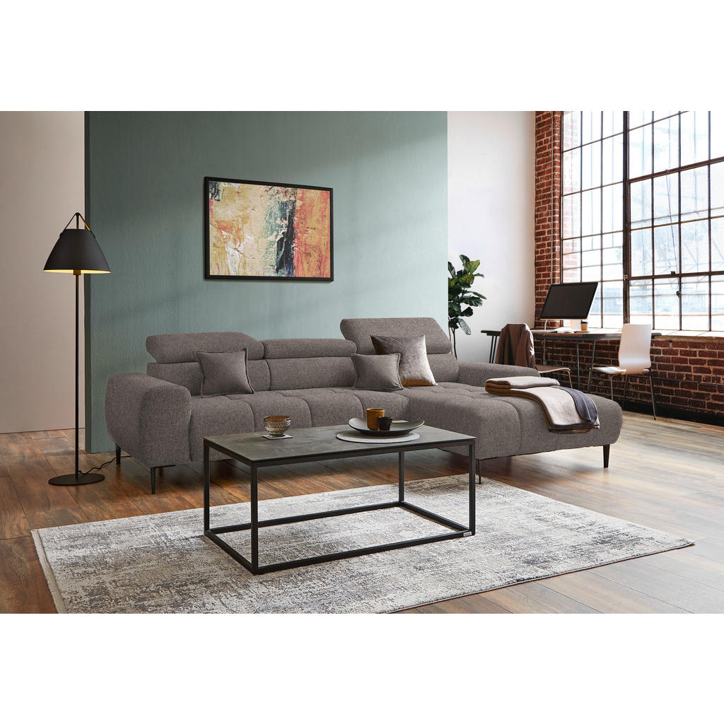 Thumbnail - Welnova Ecksofa, Greige, Textil, Uni, 5-Sitzer, Ottomane rechts, L-Form, 270x177 cm, Made in EU, Typenauswahl, Stoffausw...