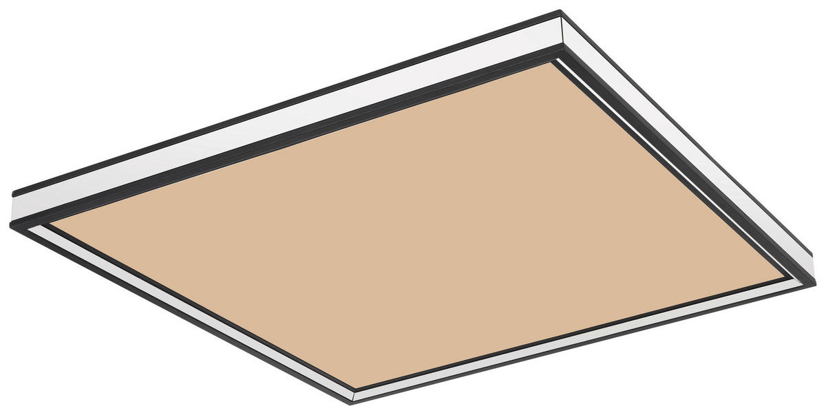 STROPNÉ LED SVIETIDLO, 45/45/8 cm - čierna/opálová, Basics, kov/plast (45/45/8cm)