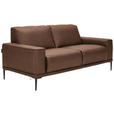 2-SITZER-SOFA  in Echtleder Braun   - Schwarz/Braun, Design, Leder/Metall (180/82/92cm) - Johann Jakob