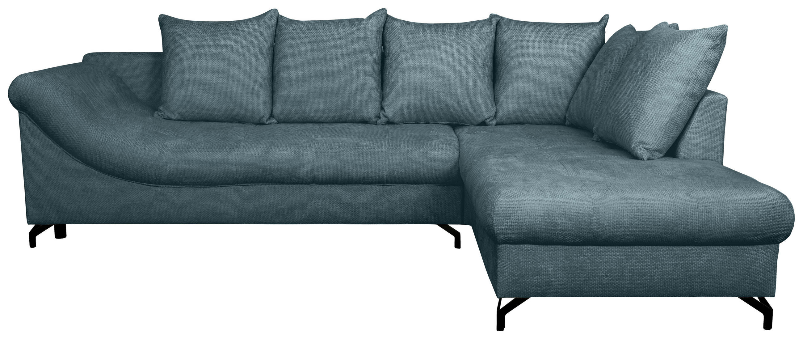 ECKSOFA Blau Struktur  - Blau/Schwarz, KONVENTIONELL, Textil/Metall (274/194cm) - Carryhome