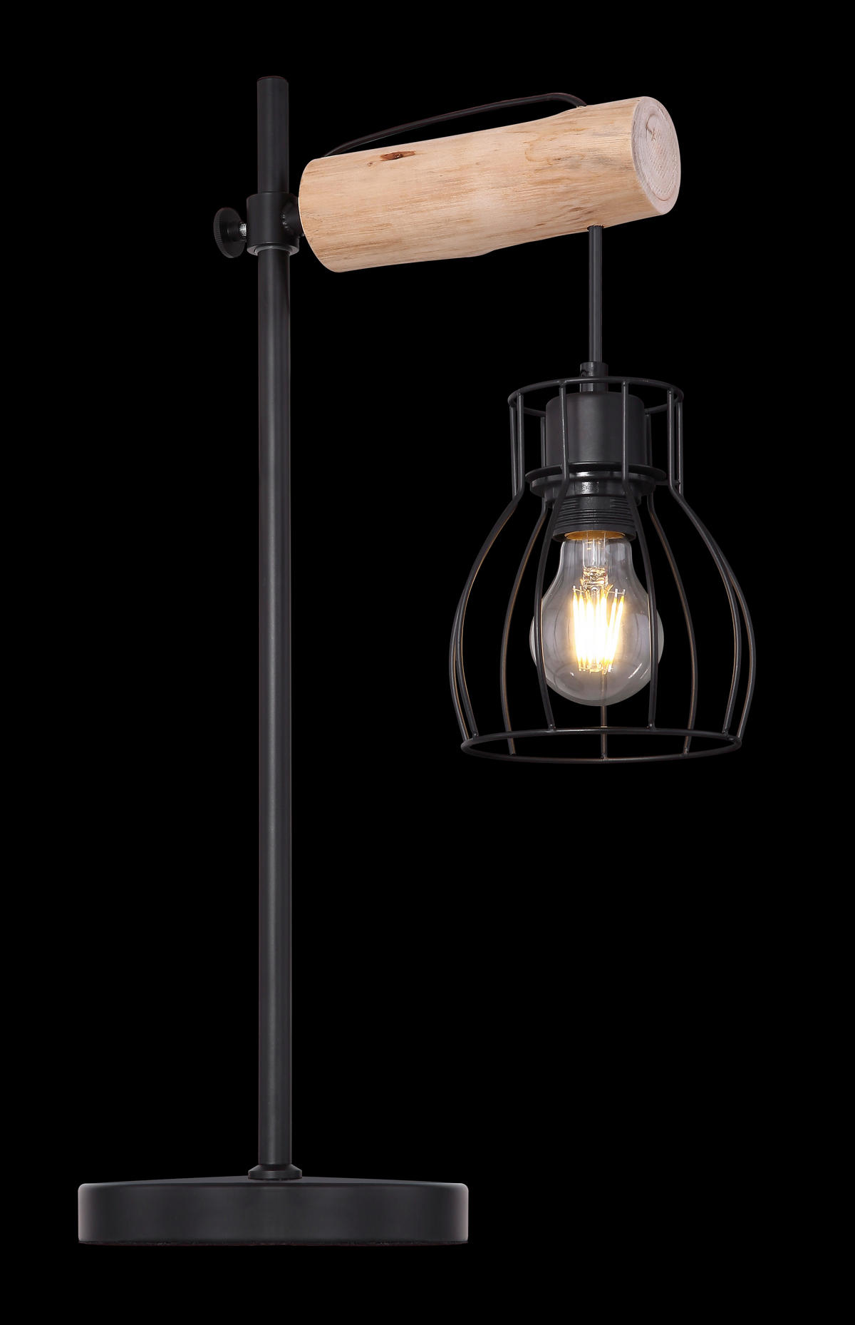 TISCHLEUCHTE - Schwarz/Naturfarben, Design, Holz/Metall (33/55cm) - Marama
