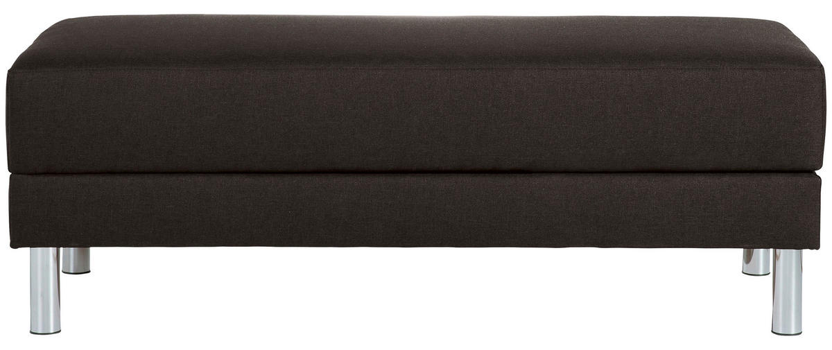 ECKSCHLAFSOFA inkl. Hocker in Dunkelbraun Textil   - Chromfarben/Dunkelbraun, Konventionell, Textil/Metall (152/230cm) - Max Winzer