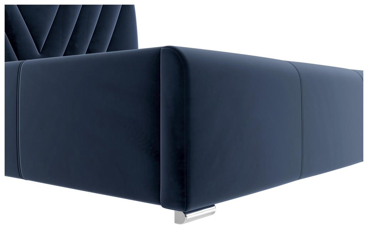 POLSTERBETT Bettkasten, Lattenrost 180/200 cm  in Blau  - Chromfarben/Blau, KONVENTIONELL, Holz/Kunststoff (180/200cm) - Boxxx