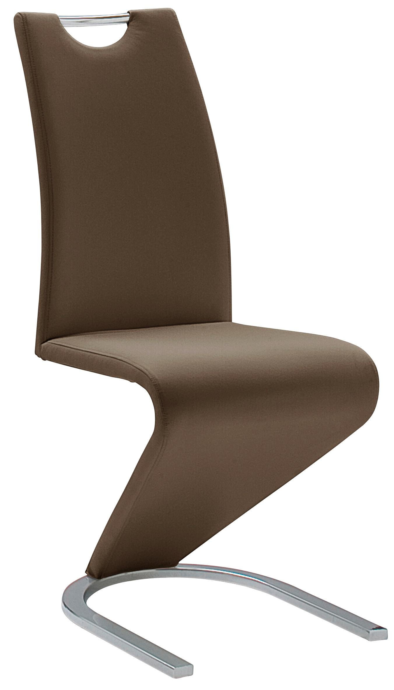 Schwingstuhl in Metall, Textil Braun, Chromfarben