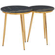 BEISTELLTISCHSET rund Schwarz, Messingfarben  - Messingfarben/Schwarz, Design, Stein/Metall (40-45/40-45/53-56cm) - Novel