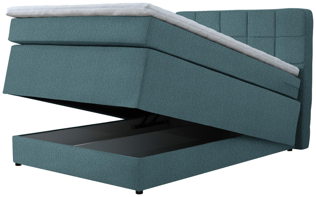 BOXSPRINGBETT 140/200 cm  in Petrol  - Petrol/Schwarz, Konventionell, Kunststoff/Textil (140/200cm) - Moderano