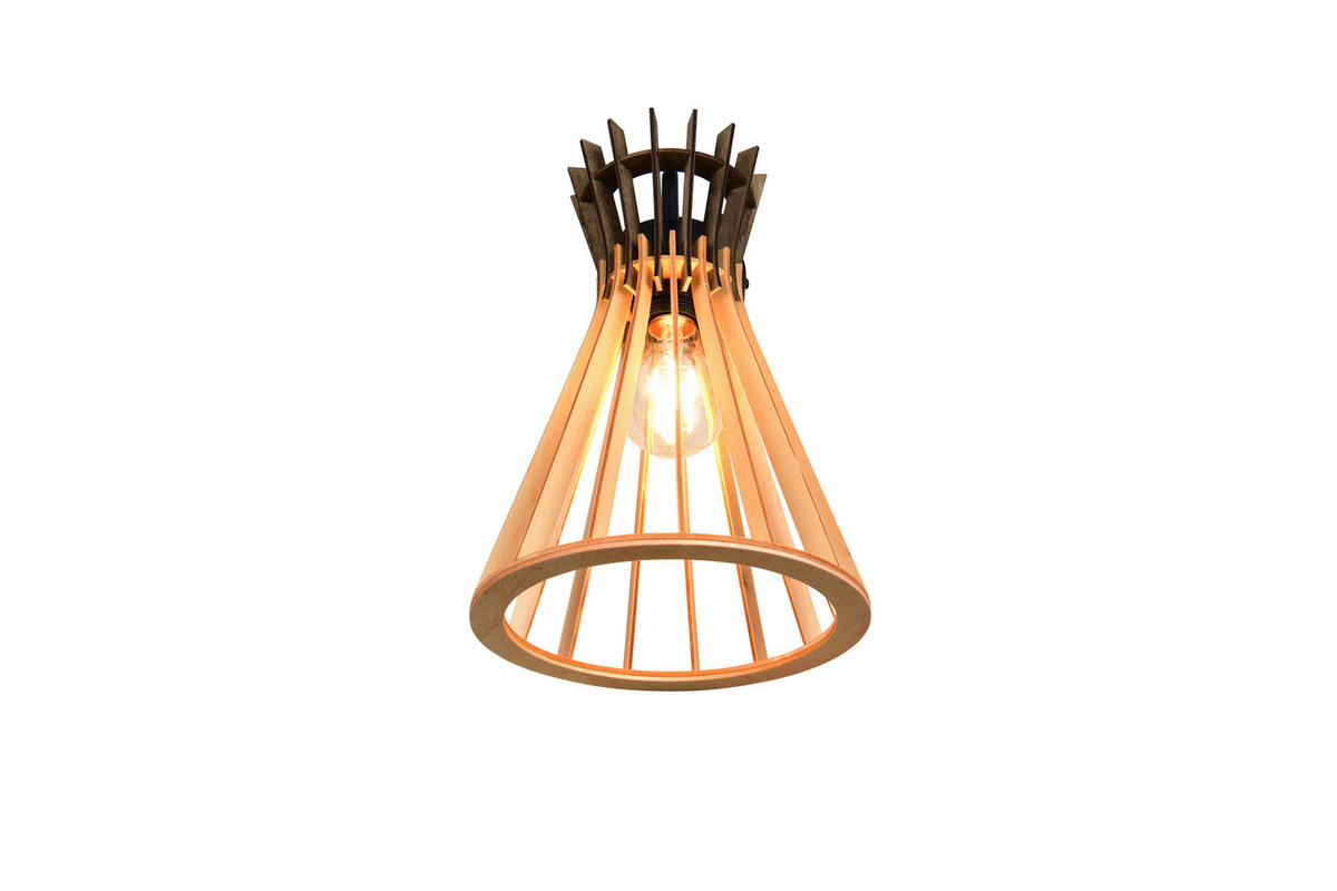 WANDLEUCHTE 20/24/35,5 cm  - Schwarz/Naturfarben, Natur, Holz/Metall (20/24/35,5cm)