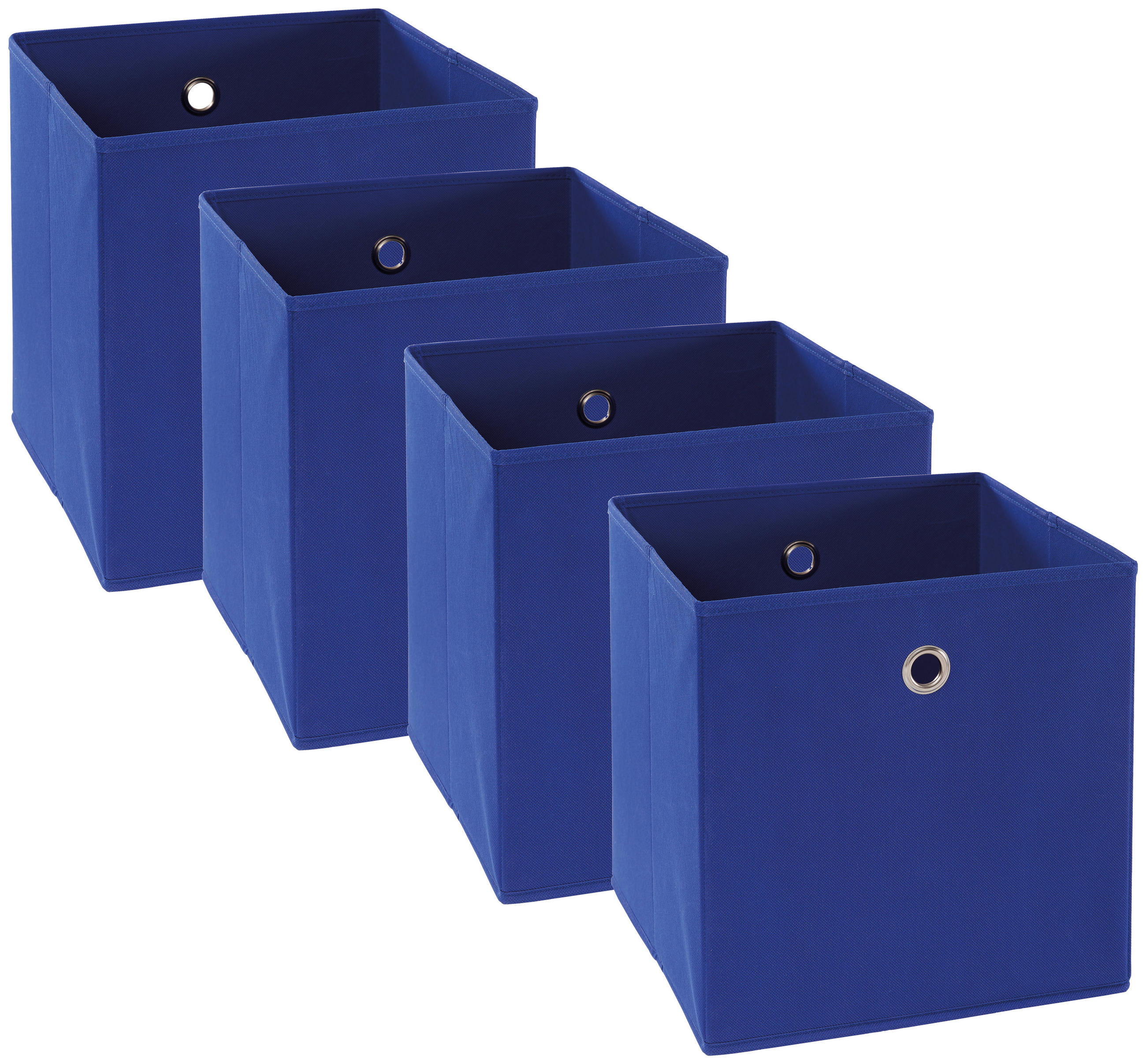 FALTBOX 4er Set Metall, Textil, Karton Blau, Silberfarben  - Blau/Silberfarben, Design, Karton/Textil (32/32/32cm) - Carryhome