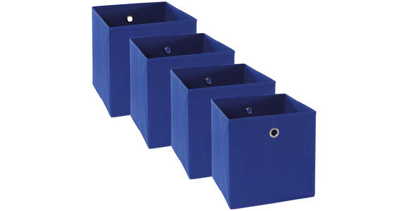 FALTBOX 4er Set Metall, Textil, Karton Blau, Silberfarben  - Blau/Silberfarben, Design, Karton/Textil (32/32/32cm) - Carryhome