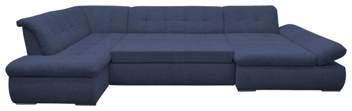 WOHNLANDSCHAFT in Mikrofaser Dunkelblau  - Chromfarben/Dunkelblau, KONVENTIONELL, Textil/Metall (216/353/172cm) - MID.YOU