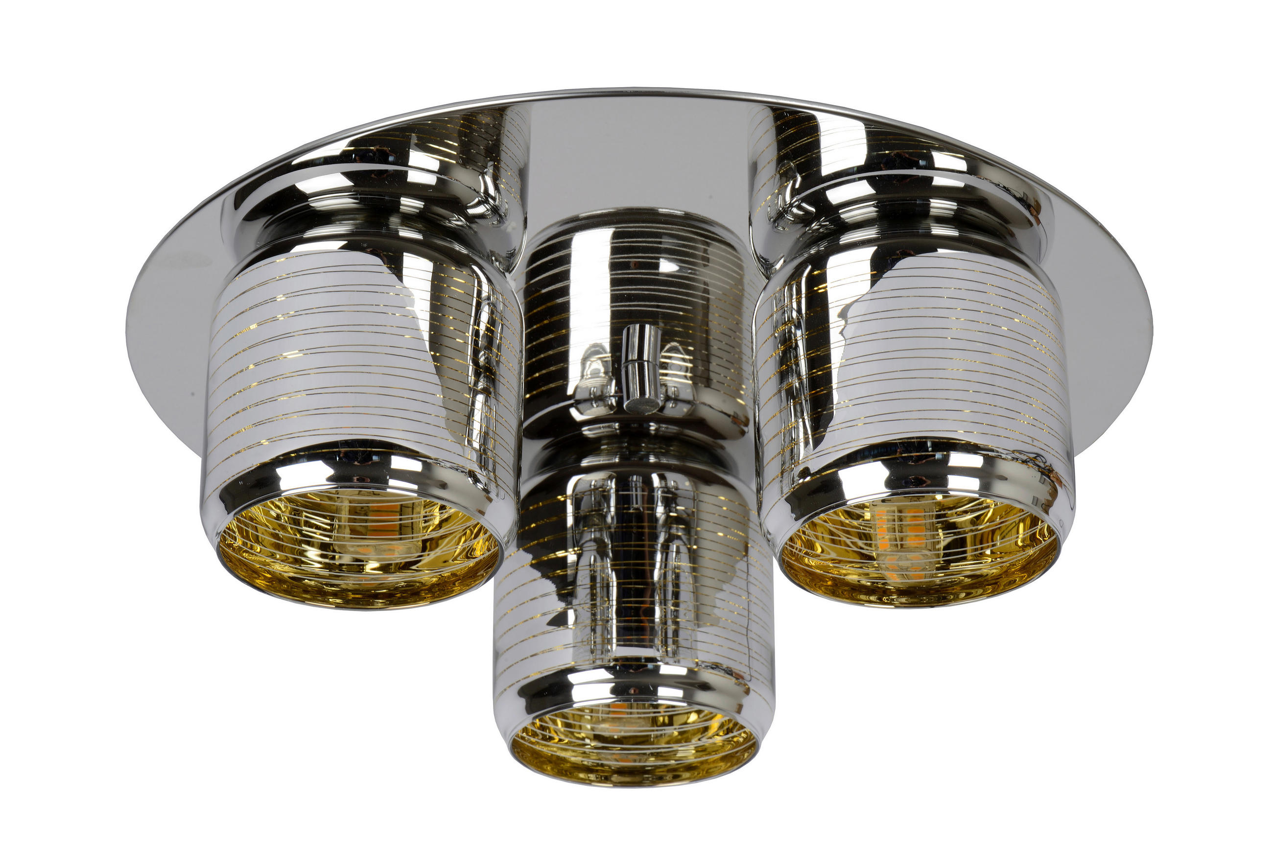 DECKENLEUCHTE Eryn 38/38/13 cm   - Chromfarben, Design, Glas (38/38/13cm) - Lucide