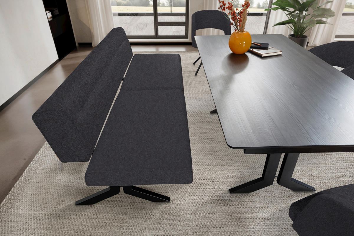SITZBANK in Metall, Textil Schwarz  - Schwarz, Konventionell, Textil/Metall (220/87/70-86cm) - Moderano