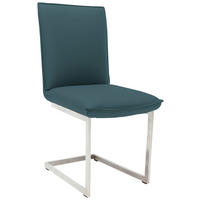 SCHWINGSTUHL  in Nickel Echtleder pigmentiert  - Blau/Edelstahlfarben, Design, Leder/Metall (48/93/65cm) - Ambiente