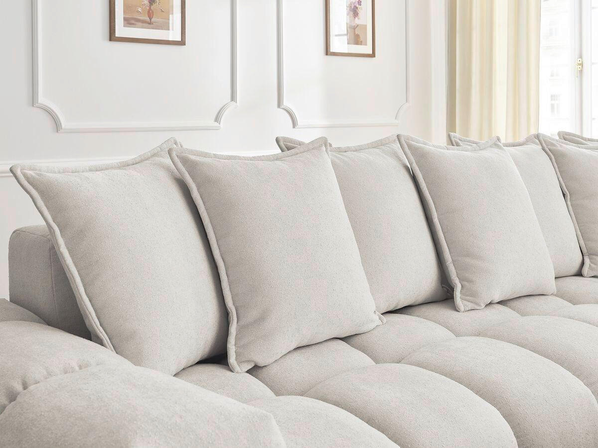 ECKSOFA Ottomane rechts  EVEREST Beige Struktur  - Beige/Schwarz, MODERN, Kunststoff/Textil (352/210cm)