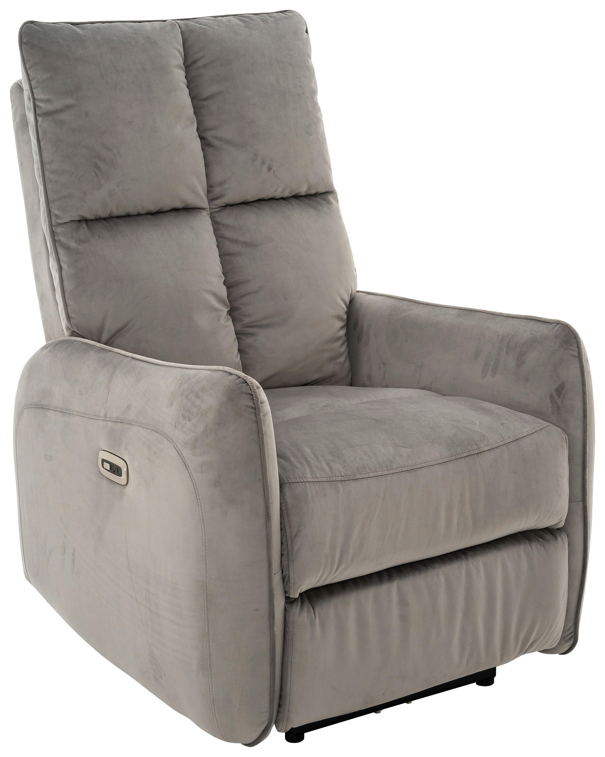 RELAXSESSEL Samt Relaxfunktion, Rücken echt    - Schwarz/Grau, Design, Textil/Metall (76/109/87cm) - Carryhome