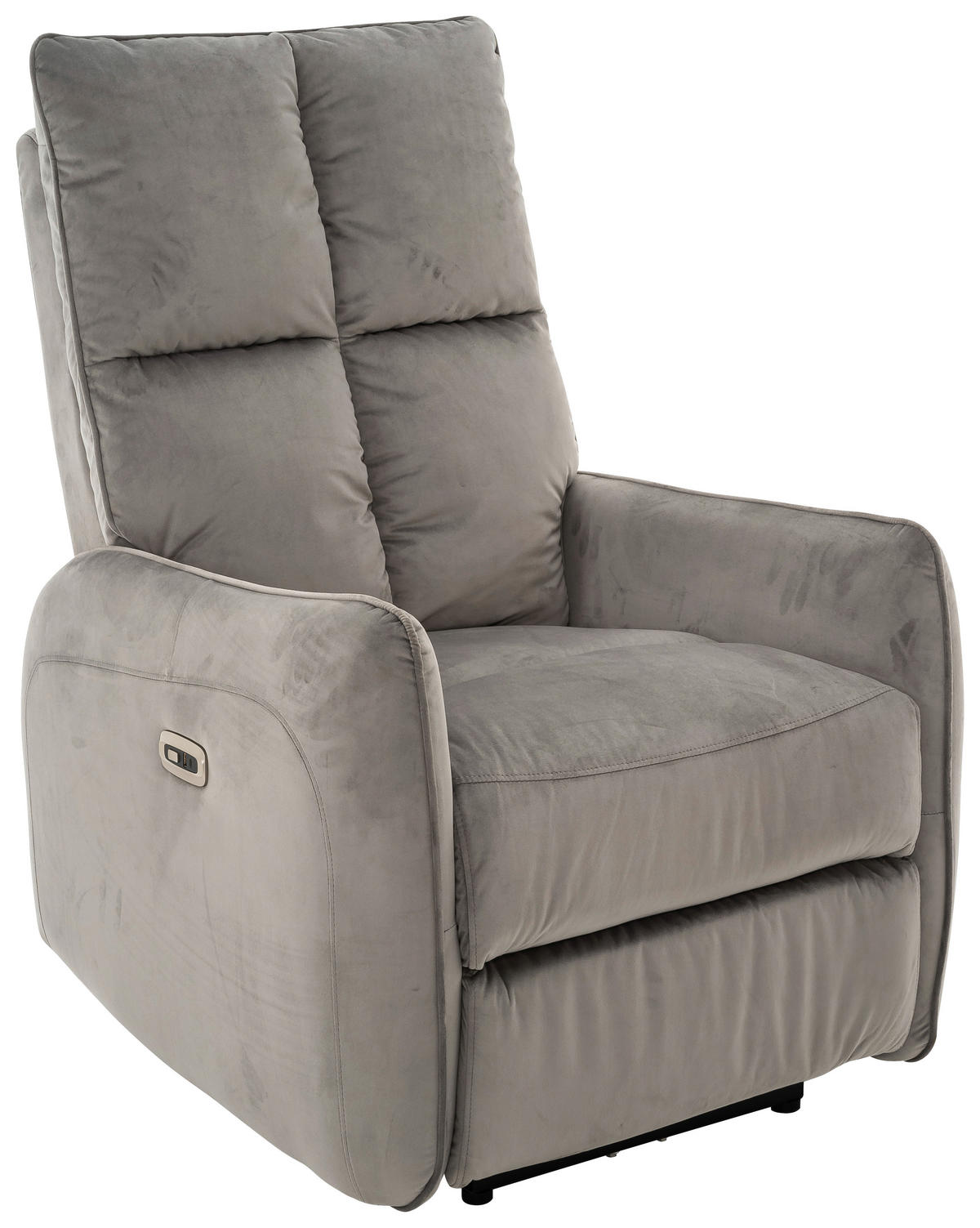 RELAXSESSEL Samt Relaxfunktion, Rücken echt    - Schwarz/Grau, Design, Textil/Metall (76/109/87cm) - Carryhome