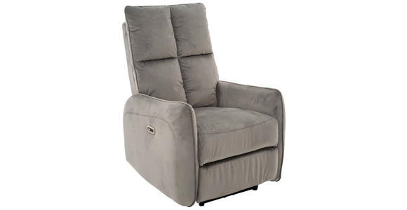 RELAXSESSEL Samt Relaxfunktion, Rücken echt    - Schwarz/Grau, Design, Textil/Metall (76/109/87cm) - Carryhome
