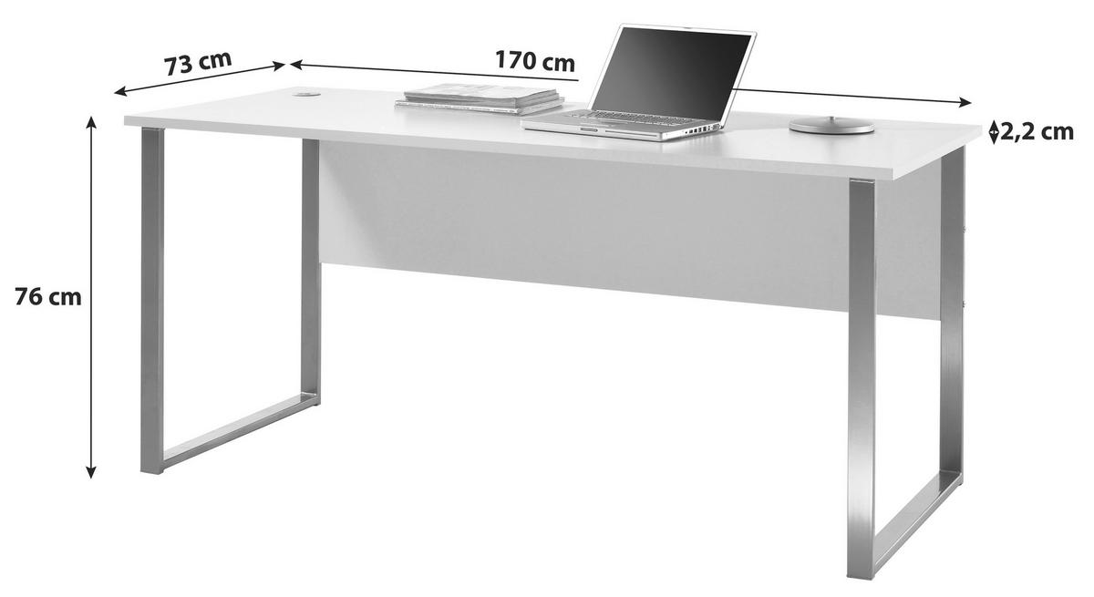 SCHREIBTISCH 170/73/77 cm  in Silberfarben, Hellgrau  - Silberfarben/Hellgrau, Design, Holzwerkstoff/Metall (170/73/77cm) - MID.YOU