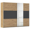 SCHWEBETÜRENSCHRANK 261/210/59 cm 2-türig Grau, Klar, Eiche Artisan  - Klar/Alufarben, KONVENTIONELL, Holzwerkstoff/Metall (261/210/59cm)