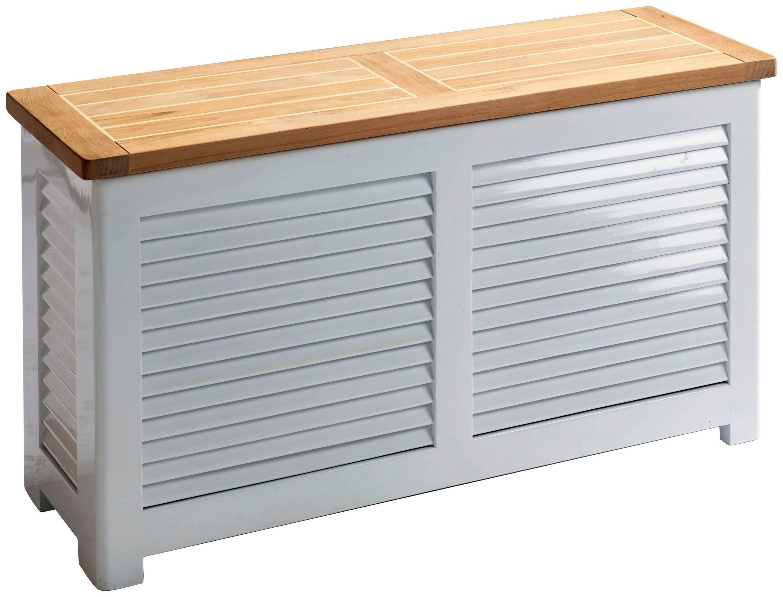 TRUHE - Weiß/Teakfarben, ROMANTIK / LANDHAUS, Holz (90/48/30cm) - MID.YOU