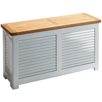 TRUHE - Weiss/Teakfarben, Romantik / Landhaus, Holz (90/48/30cm) - MID.YOU