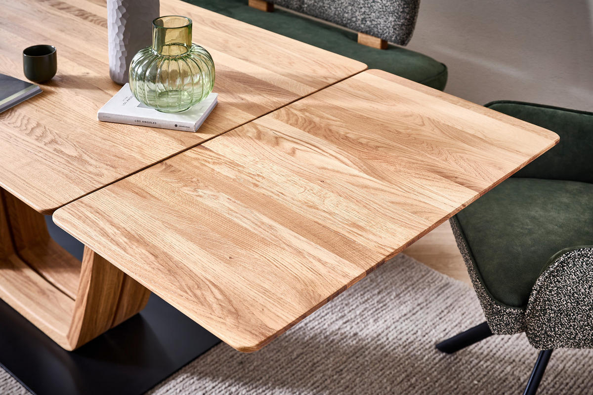 ESSTISCH Eiche vollmassiv rechteckig Wildeiche  - Wildeiche/Schwarz, KONVENTIONELL, Holz/Metall (140-190/90/75cm) - Venda