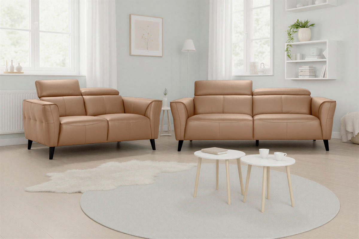 2-SITZER-SOFA  in Echtleder Cognac   - Cognac, KONVENTIONELL, Leder/Holz (164/92,5/96,5cm) - MID.YOU