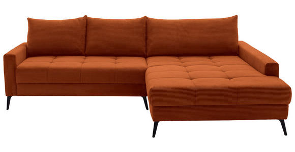 ECKSOFA  in Cord Dunkelorange  280/173 cm  - Dunkelorange/Schwarz, KONVENTIONELL, Textil/Metall (280/173cm) - Hom`in