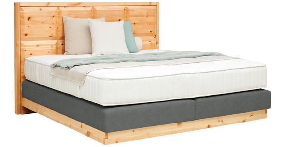 BOXSPRINGBETT 160/200 cm  in Zirbelkieferfarben, Dunkelgrau  - Dunkelgrau/Zirbelkieferfarben, Natur, Holz/Textil (160/200cm) - Valnatura